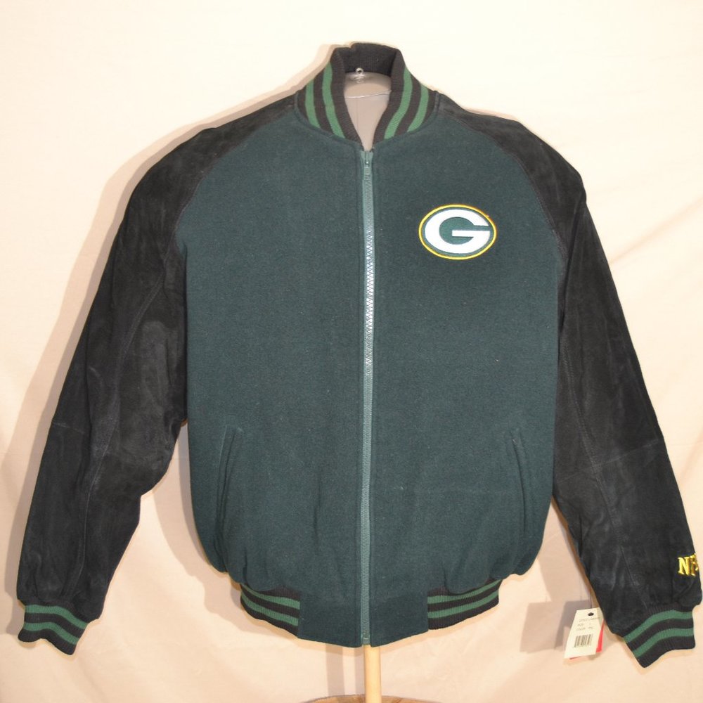 Vintage Green Bay Packers Wool Blend & Suede Coat